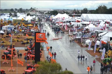  ?? RECORDER PHOTO BY ALEXIS ESPINOZA ?? An aerial view of the World Ag Expo in Tulare shows only a small amount of the event’s exhibitors and visitors on Thursday morning.