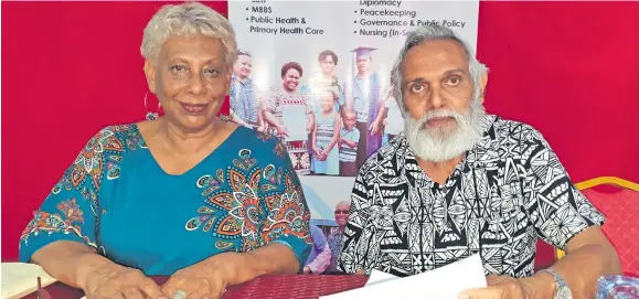  ?? Photo: Nicolette Chambers ?? The Acting Vice-Chancellor of the University of Fiji, Professor Shaista Shameem with the Pro-Chancellor, Kamlesh Arya after the press conference on January 15, 2021.