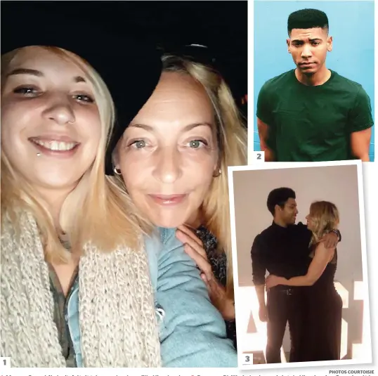  ?? PHOTOS COURTOISIE ?? 1. Manon Gagné (à droite) était très proche de sa fille Kim-Jessica. 2. Bronson Phillip Lake, le conjoint de Kim-Jessica Gagné, a été accusé de meurtre au second degré. 3. Kim-Jessica Gagné affirmait qu’elle formait « un couple uni » avec son conjoint.