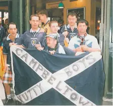  ??  ?? From left: Campbeltow­n’s Robert McDonald, David Paterson, Tommy Kennedy, James Lafferty, Keir MacIntyre and Arthur Crossan in Paris during France ‘98.