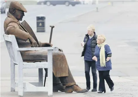  ??  ?? The Freddie Gilroy statue has been a popular attraction since it was installed on Marine Drive. But corrosion could lead to its relocation.