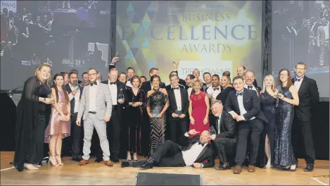  ??  ?? PRESTIGE Winners from the The News, Portsmouth Business Excellence Awards 2020 with (right) Mark Waldron, the editor of The News, Portsmouth