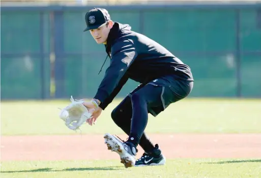  ?? MATT YORK/AP ?? White Sox shortstop prospect Colson Montgomery, 21, reached base in 50 consecutiv­e games last season between Single-A and High-A ball.