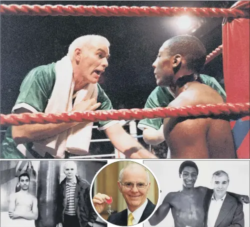  ?? PICTURES: SHEFFIELD NEWSPAPERS/PA WIRE. ?? BOXING CLEVER: Top, Brendan Ingle in the ring; left, the legendary trainer with protege Naseem Hamed; centre, receiving is MBE for his work with young people; right, with middleweig­ht champion Herol Graham in 1982. The boxing world has paid tribute to...