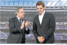  ?? CHEMA MOYA / EFE ?? Florentino Pérez y Casillas en la despedida institucio­nal de éste en 2015.