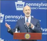  ?? JOE HERMITT/THE PATRIOT-NEWS VIA AP, FILE ?? A federal judge on Monday struck down Gov. Tom Wolf’s pandemic restrictio­ns that required people to stay at home, placed size limits on gatherings and ordered “nonlife-sustaining” businesses to shut down, calling them unconstitu­tional.