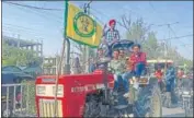  ?? HT PHOTO ?? Farmers in Ambala taking out a tractor march to observe ‘fateh diwas’ on Saturday.