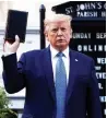  ??  ?? U.S. President Donald Trump holds a Bible outside St. John’s Church in Washington.