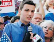  ?? RHONA WISE / AFP / GETTY IMAGES ?? Marjory Stoneman Douglas High School student Cameron Kasky has been part of an outpouring of anger from students who survived last week’s shooting.