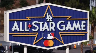  ?? RONALD MARTINEZ — GETTY IMAGES ?? The All-Star Game logo was visible to fans at Dodger Stadium at a game against the Chicago Cubs earlier this month. The midsummer break game is being played for only the second time at the ballpark. The first time was in 1980.
