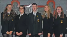  ??  ?? The school’s vice captains, from left: Lizzie Bell, Andreea Malai, Andrew McMillan, Melissa Chambers and Mary Thomson.