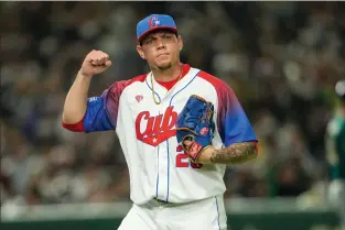  ?? AP PHOTO TORU HANAI ?? Pitcher Yariel Rodriguez of Cuba reacts during the World Baseball Classic quarterfin­al game between Cuba and Australia at the Tokyo Dome Tokyo, March 15, 2023.