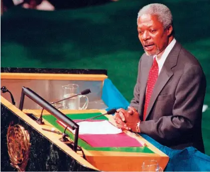  ??  ?? Kofi Annan speaks to the General Assembly of the United Nations.