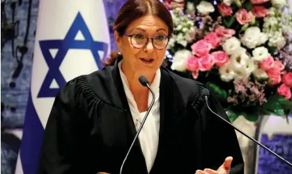  ?? ?? Esther Hayut delivers a speech as Israel’s chief justice during the 2017 swearing-in ceremony. Photograph: Thomas Coex/AFP/Getty Images