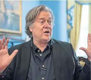  ?? Picture: AP. ?? Steve Bannon was arrested along with three others over allegation­s that they defrauded donors to an online crowdfundi­ng campaign.