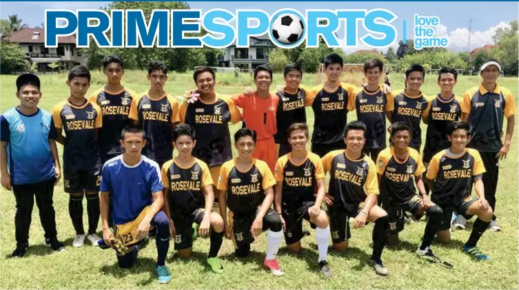  ??  ?? CDO WEST 1 DISTRICT FOOTBALL CHAMPS. Rosevale School Secondary team (standing left-right) Rowen Clemena (assistant coach) Rap-rap Alenton, Pio Alenton, Aaron buniel, Rex Cascara, Dave Mendoza, Lyle Dy, Harrison Torres, Ethan Pelaez, Jordan Calingin,...