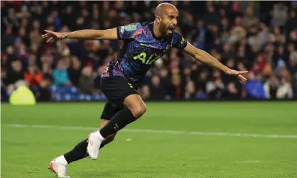  ?? Photograph: Molly Darlington/Action Images/Reuters ?? Lucas Moura celebrates after his goal secured a 1-0 victory for Totttenham at Burnley to take his side into the last eight of the Carabao Cup.