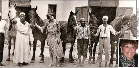  ??  ?? Rescued: Dorothy Brooke with old war horses and their owners in Cairo in 1934. Inset: Angela Humphery