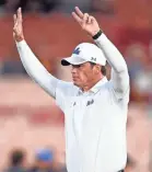  ??  ?? UCLA went 46-30 in Jim Mora’s six years as head coach, including four bowl games. KELVIN KUO/USA TODAY SPORTS