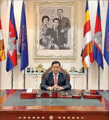  ?? STPM ?? Prime Minister Hun Manet on his first day in office at the Peace Palace on August 24.