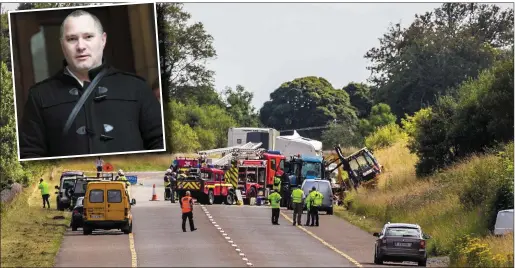  ??  ?? Above: The scene of the ftal accident in which a County Council worker died and (inset), lorry driver Vlastimil Zachar. Pic: Carl Brennan.