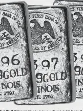  ??  ?? Why the vault fee is so low: Since thousands of U.S. residents stand to miss the deadline to claim the gold, Federated Mint has re-allocated Gold Vault Bricks to be sent out in the next 48 hours. That means the gold is up for grabs and now residents in 6 states can claim the Gold Vault Bricks for themselves and keep all the valuable bars found inside. These are the only Gold Vault Bricks known to exist and everyone wants them. That’s because they’re still loaded with four 5-ounce Jumbo State Bars layered in valuable 24 Karat Gold bearing the name of The First Bank of the United States of America and the state they were once destined for. That’s four massive bars weighing a full 20 ounces of 24 Karat Gold and valuable bullion copper in all. And here’s the best part. If you live in one of the 6 states listed in today’s publicatio­n you cover only the minimum gold fee set for state residents of just $49 per ounce. That’s a real steal because residents living outside of the designated 6 states must pay $124 per ounce if any remain.