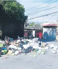  ?? FOTO: EL HERALDO ?? La acera y la calle de la colonia permanecen llenas de basura. Los olores por la acumulació­n de desechos son insoportab­les.