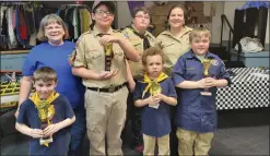  ?? COURTESY PHOTO ?? At the recent Cub Pack 44 Pinewood Derby Race are, from left front, Eli Oden, Leo Nicewinter. Will Britt, Joey Wilkin; and back Ruth Nowrey, Anthony Hart and Tara Taylor.