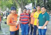  ?? HT ?? Cricketers at the 4th Inter Zonal Cricket Tournament for the Blind here at The Doon School ground in Dehradun.