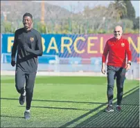  ?? FOTOS: FCB ?? Buenas sensacione­s en la Ciutat Esportiva. “Dembouz continúa con su proceso de recuperaci­ón”, fue el mensaje del Barça sobre Dembélé. Las imágenes incluso transmiten más