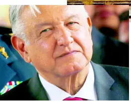  ?? AP ?? In this April 29, 2019 file photo, Mexican President Andrés Manuel López Obrador attends a ceremony at Military Airbase Number 1 in Santa Lucia, on the outskirts of Mexico City.