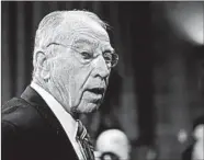  ?? MELINA MARA/AP ?? Sen. Chuck Grassley, R-Iowa, has pushed for relief for farmers hurt by Chinese tariffs on their exports.