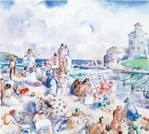  ??  ?? Martha Walter (1875-1976), At the Beach (possibly Bass Rocks, Gloucester). Watercolor and graphite on paper, 15½ x 17 in.