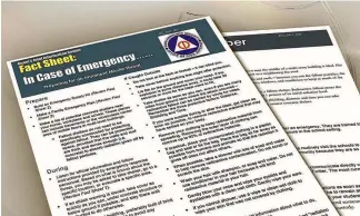  ?? KOBI-TV ?? Guam’s Office of Civil Defence is distributi­ng these fact sheets to help residents prepare for a missile attack, including advice on staying put in concrete or brick structures, and removing radioactiv­e material.
