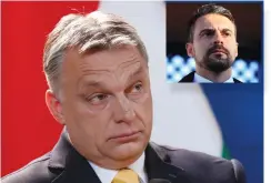  ?? (Bernadett Szabo/Reuters) ?? HUNGARIAN PRIME MINISTER Viktor Orban speaks during a press conference yesterday in Budapest. Inset: Gabor Vona, who announced his resignatio­n as head of the right-wing opposition party Jobbik.