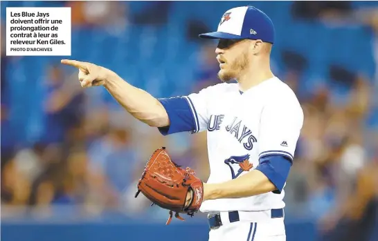  ?? PHOTO D’ARCHIVES ?? Les Blue Jays doivent offrir une prolongati­on de contrat à leur as releveur Ken Giles.