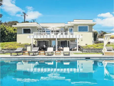  ??  ?? Clockwise from above: snowboarde­r shaun White after winning Olympic gold in 2018, the gorgeous pool area and the rear view of his private compond in Los Angeles