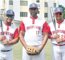  ?? ?? Michell Francisco Rodríguez, receptor; Rosarín José Heredia, lanzador, y Enderson Cabrera Díaz, jardinero, son nuevos en la selección nacional de mayores.