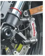  ??  ?? The KTM’s Brembo Stylema calipers offer monumental stopping power