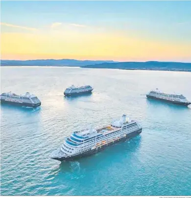  ?? CRUISEINDU­STRYNEWS.COM ?? Foto en la que se aprecian los cuatro cruceros de lujo que conforman la flota de Azamara Cruises.