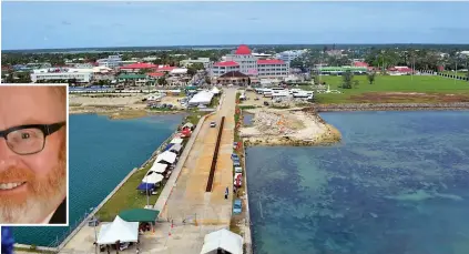  ?? (Inset: James Christophe­r LaHatte.) ?? Aerial view of Tongatap.