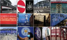  ?? Composite: Christophe­r Thomond, Getty Images, EPA, PA, Reuters ?? The 20 Premier League clubs have taken different approaches to the coronaviru­s crisis.