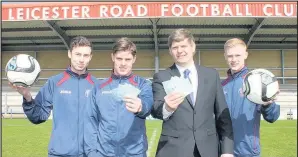  ??  ?? Left to right: From Leicester Road FC Tom McGlinchey, Joseph Lyne, manager Neil Lyne and Jack Harrison.