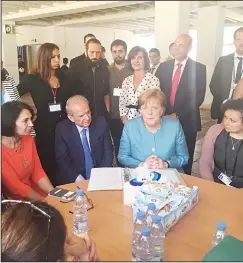  ?? KUNA photo ?? Germany’s Chancellor Angela Merkel paid a visit to Sheikh Jaber Al-Ahmad Al-Sabah School in Ras Beirut neighborho­od.