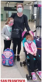  ??  ?? SAN FRANCISCO
Arrivals: Michelle Unterberge­r, Linda Dooley with Emma and Saoirse, and Mike and Dominique Rychlaik with dog Jimmy