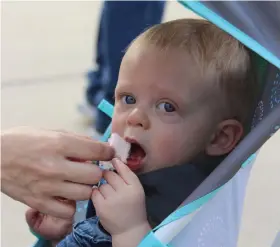  ?? (Special to The Commercial/Deborah Horn) ?? This wasn’t 11-month-old Ezra Hayes’ first taste of cotton candy. “He loves it,” said his mom, White Hall High School teacher Christa Hayes.