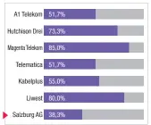  ??  ?? Schlusslic­ht: Bei der Punktevert­eilung für die DNSAuflösu­ngszeit zu Adressen aus der österreich­ischen Top-1000-Alexa-Liste liegt die Salzburg AG hinten.