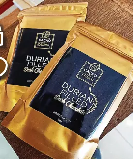  ??  ?? CACAO de Davao’s durian filled dark chocolate is a winner