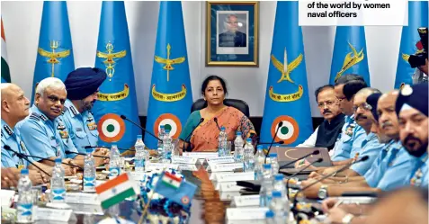  ??  ?? IN CHARGE Sitharaman addresses the inaugural session of the Air Force Commanders’ Conference in New Delhi in October