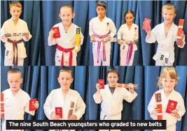  ??  ?? The nine South Beach youngsters who graded to new belts